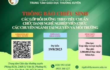 Thông báo khai giảng các lớp Bồi dưỡng theo tiêu chuẩn chức danh nghề nghiệp viên chức các chuyên ngành tài nguyên và môi trường